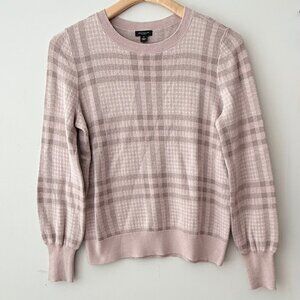 💗 Ann Taylor Pink Plaid Women’s Sweater | Thick Soft Fabric | Size Medium